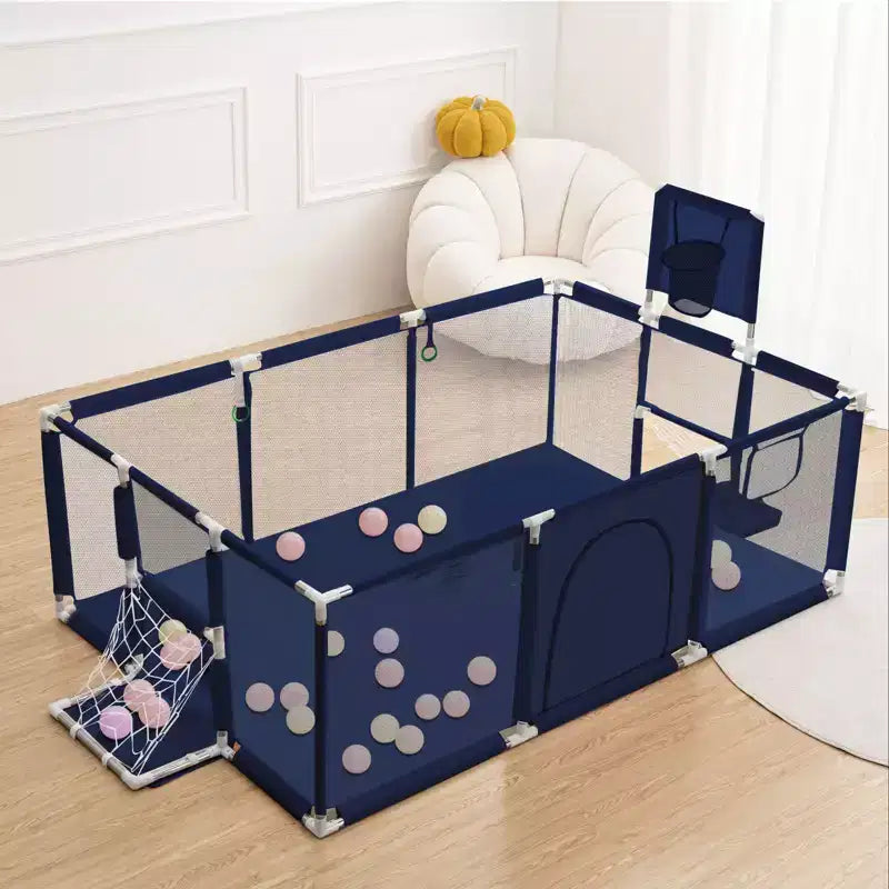 Box per neonati portatile 71x48 a 4 pannelli con canestro da basket
