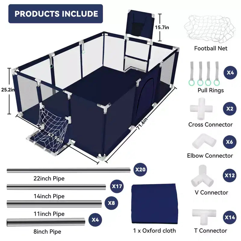 Box per neonati portatile 71x48 a 4 pannelli con canestro da basket