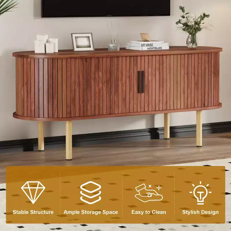 Mobile porta TV, console TV moderna con scomparto e anta scorrevole, mobile per l'intrattenimento da gaming con armadietto per soggiorno, camera da letto