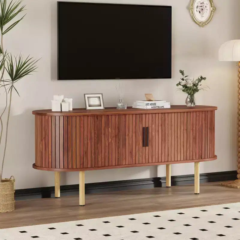Mobile porta TV, console TV moderna con scomparto e anta scorrevole, mobile per l'intrattenimento da gaming con armadietto per soggiorno, camera da letto