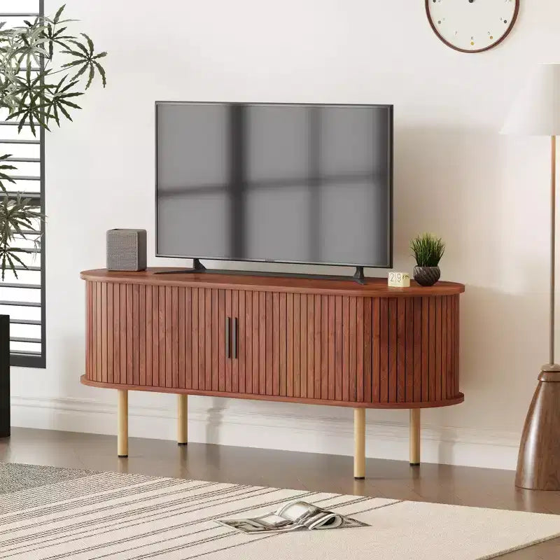 Mobile porta TV, console TV moderna con scomparto e anta scorrevole, mobile per l'intrattenimento da gaming con armadietto per soggiorno, camera da letto
