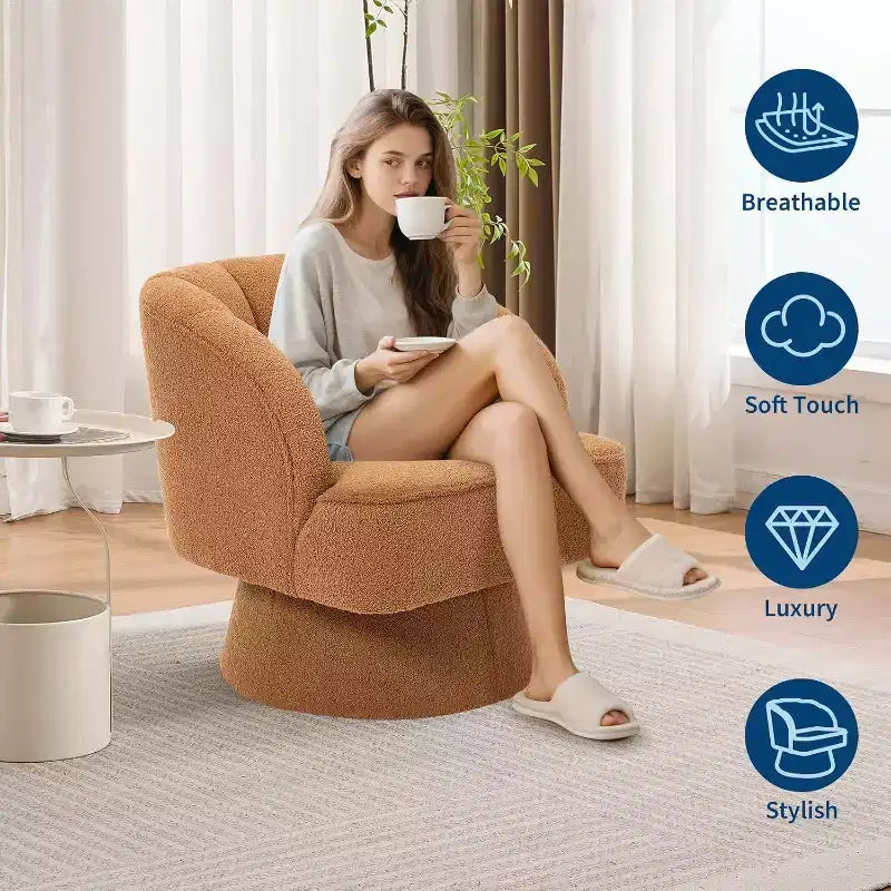 Poltrona girevole a 360° - Poltrona lounge in morbido velluto teddy
