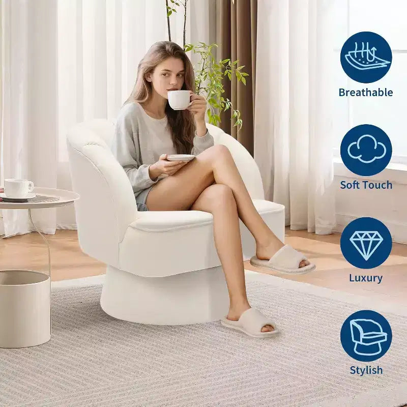 Poltrona girevole a 360° - Poltrona lounge in morbido velluto teddy