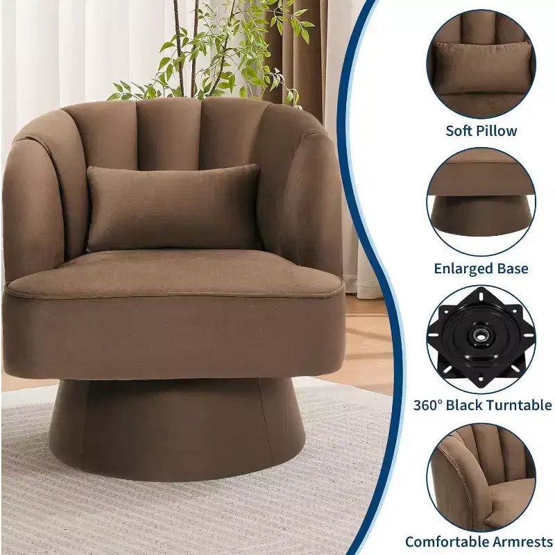 Poltrona girevole a 360° - Poltrona lounge in morbido velluto teddy