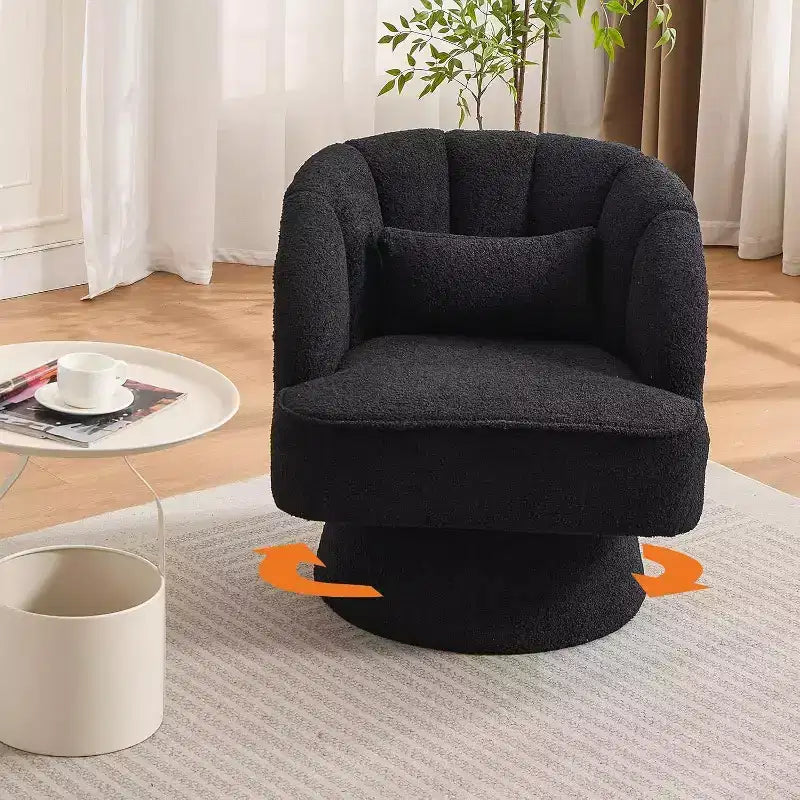 Poltrona girevole a 360° - Poltrona lounge in morbido velluto teddy