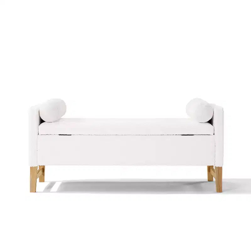 Pouf contenitore moderno imbottito in bouclé
