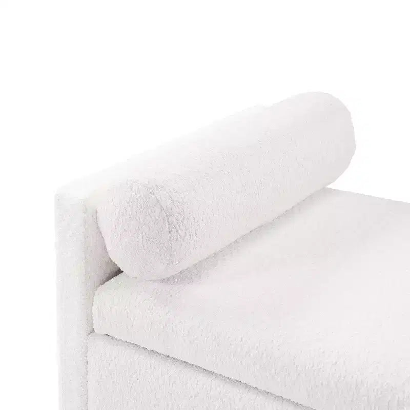 Pouf contenitore moderno imbottito in bouclé