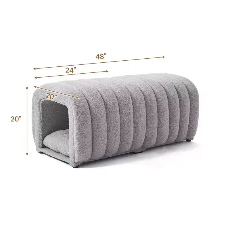 Poggiapiedi facili da collegare adatti agli animali domestici - Panca da letto 2 in 1 e tunnel gioco con 2 cuscini rimovibili