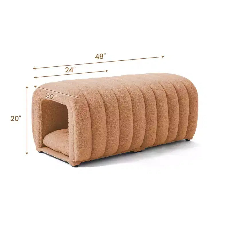 Poggiapiedi facili da collegare adatti agli animali domestici - Panca da letto 2 in 1 e tunnel gioco con 2 cuscini rimovibili