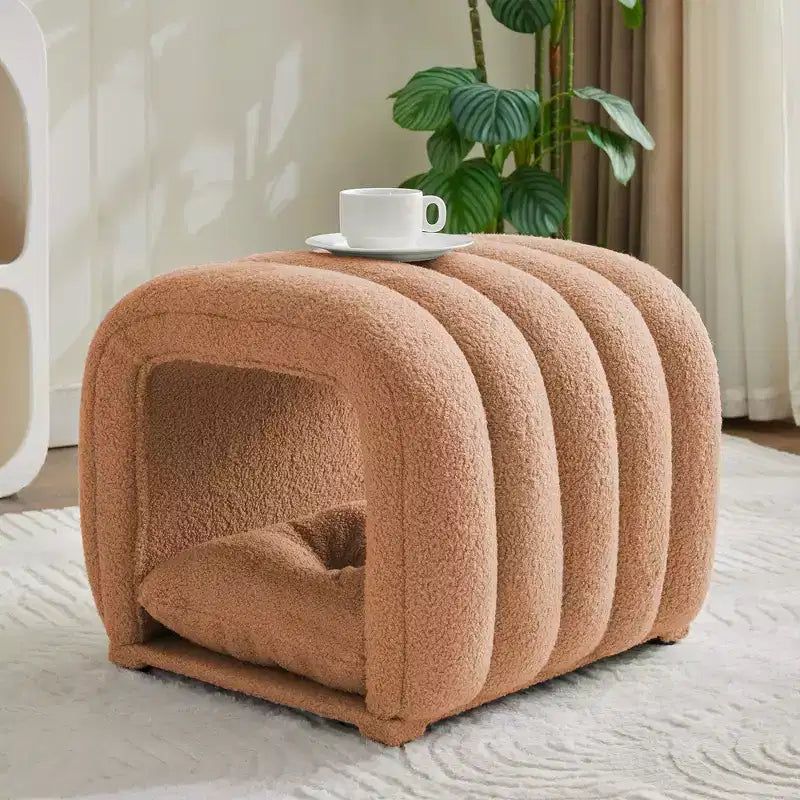 Poggiapiedi facili da collegare adatti agli animali domestici - Panca da letto 2 in 1 e tunnel gioco con 2 cuscini rimovibili