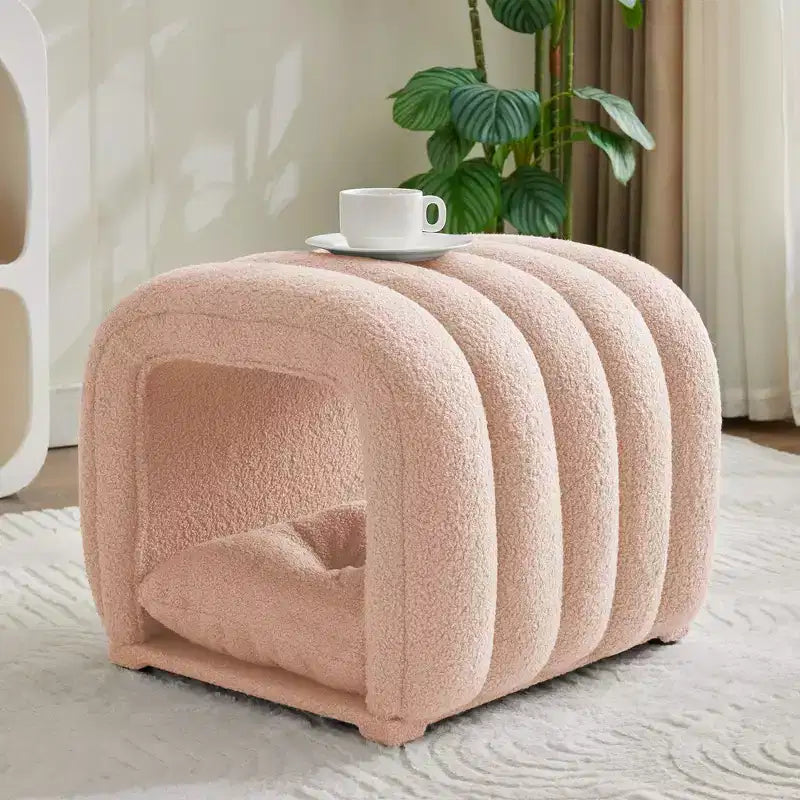 Poggiapiedi facili da collegare adatti agli animali domestici - Panca da letto 2 in 1 e tunnel gioco con 2 cuscini rimovibili
