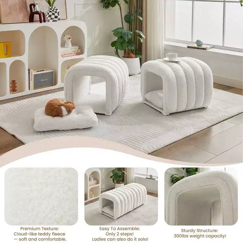 Poggiapiedi facili da collegare adatti agli animali domestici - Panca da letto 2 in 1 e tunnel gioco con 2 cuscini rimovibili