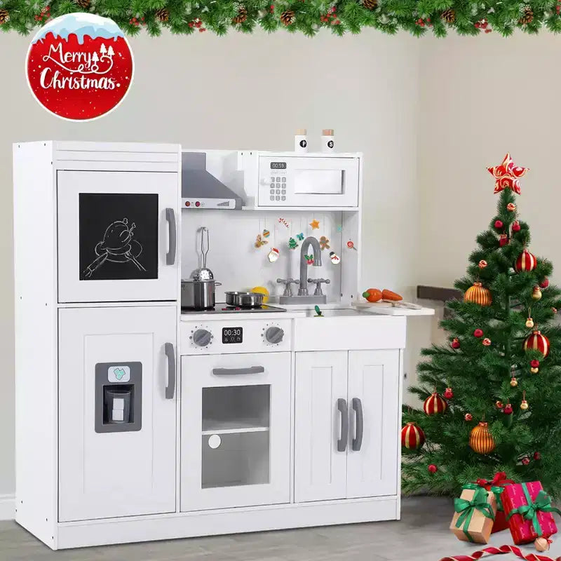 Cucina Giocattolo per Bambini, Set da Chef in Legno con Accessori per Cucinare, Gioco di Imitazione con Utensili da Cucina in Legno