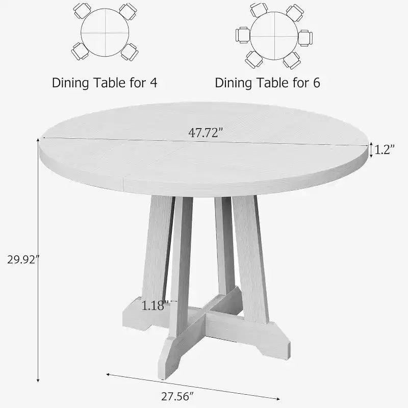 Tavolo da pranzo rotondo da 47 pollici, 4 posti, piano in legno con base a piedistallo a croce, tavolo salvaspazio per cucina e sala da pranzo, stile rustico