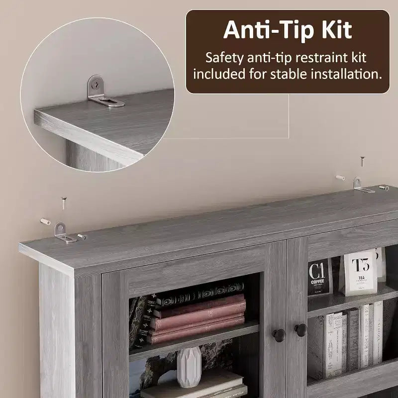 Dispensa da Cucina Autoportante con Cassetti e Credenza, Ripiani Regolabili e Supporto per Microonde, Unità di Stoccaggio Alta 160 cm per Sale da Pranzo