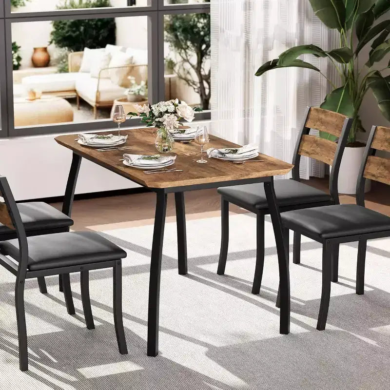 Tavolo da pranzo per 4, tavolo da cucina moderno e 4 sedie, struttura in metallo salvaspazio, per piccoli appartamenti, sala da pranzo