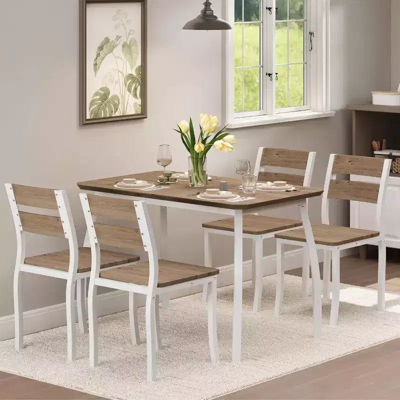 Tavolo da pranzo per 4, tavolo da cucina moderno e 4 sedie, struttura in metallo salvaspazio, per piccoli appartamenti, sala da pranzo