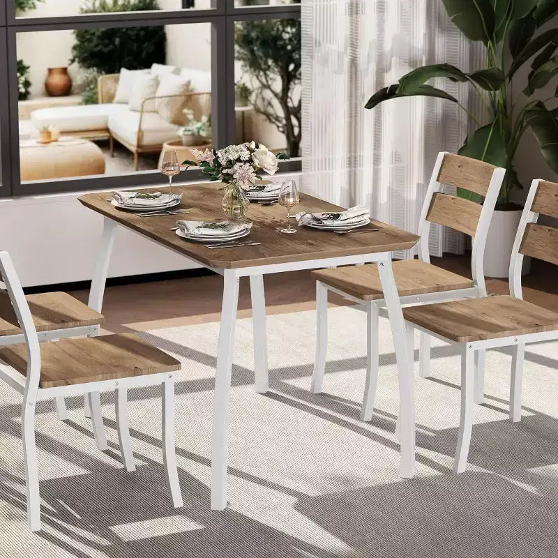 Tavolo da pranzo per 4, tavolo da cucina moderno e 4 sedie, struttura in metallo salvaspazio, per piccoli appartamenti, sala da pranzo