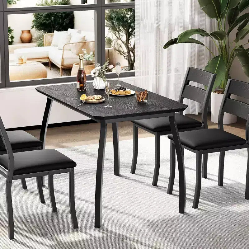 Tavolo da pranzo per 4, tavolo da cucina moderno e 4 sedie, struttura in metallo salvaspazio, per piccoli appartamenti, sala da pranzo