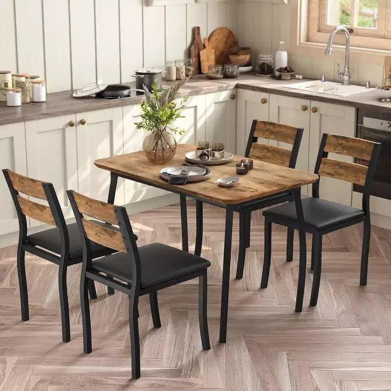 Tavolo da pranzo per 4, tavolo da cucina moderno e 4 sedie, struttura in metallo salvaspazio, per piccoli appartamenti, sala da pranzo