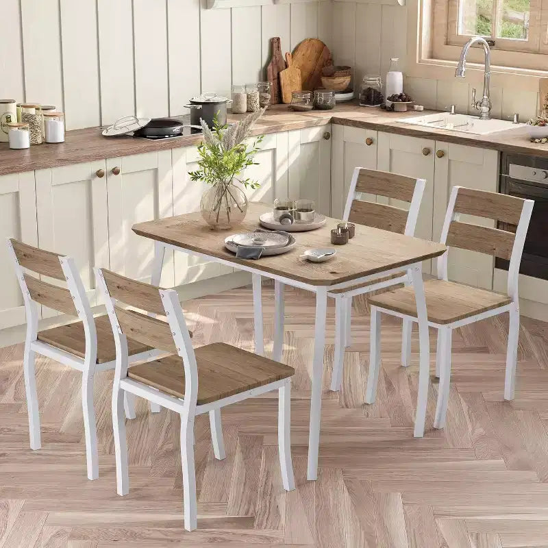Tavolo da pranzo per 4, tavolo da cucina moderno e 4 sedie, struttura in metallo salvaspazio, per piccoli appartamenti, sala da pranzo