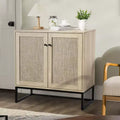 Armadietto contenitore in rattan a 2 ante in stile rustico, credenza/madia, mobile d'accento, tavolo consolle in stile rustico con contenitore, armadio da cucina multifunzionale