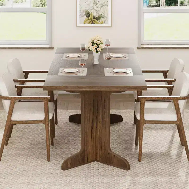 Tavolo da pranzo da 71 pollici per 6-8 persone, tavolo da cucina in stile rustico con piano grande, tavolo da pranzo rettangolare per sala da pranzo, soggiorno