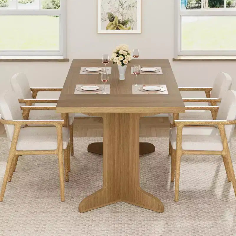 Tavolo da pranzo da 71 pollici per 6-8 persone, tavolo da cucina in stile rustico con piano grande, tavolo da pranzo rettangolare per sala da pranzo, soggiorno