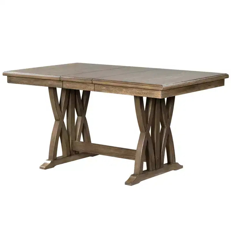 Tavolo da Pranzo Allungabile per 6 Persone, Tavolo da Cucina Rustico con 6 Sedie Imbottite per Sala da Pranzo, Grigio
