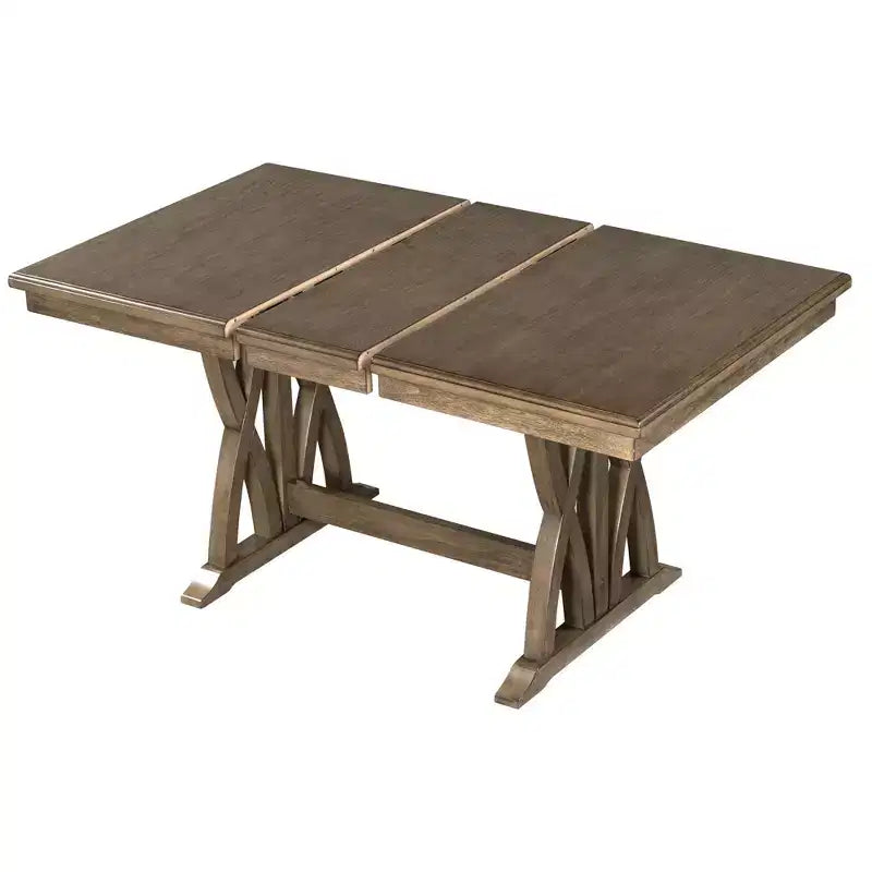 Tavolo da Pranzo Allungabile per 6 Persone, Tavolo da Cucina Rustico con 6 Sedie Imbottite per Sala da Pranzo, Grigio