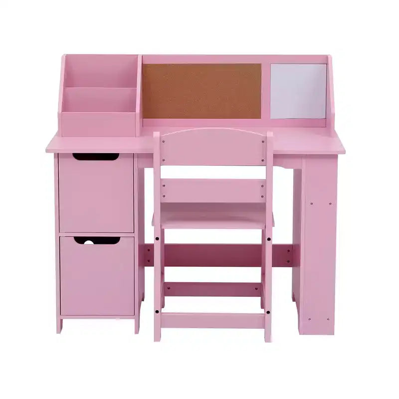 Scrivania e sedia per bambini, in legno, con contenitore a giorno e bacheca, per casa/scuola