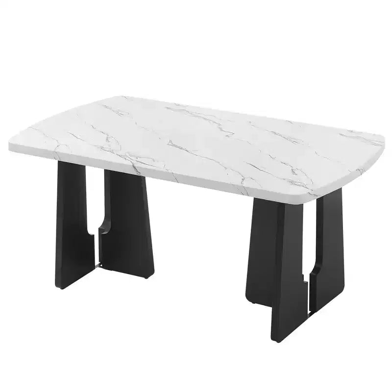 Tavolo da pranzo in finto marmo per 6, tavolo da pranzo rettangolare con 4 sedie imbottite e 1 panca per sala da pranzo