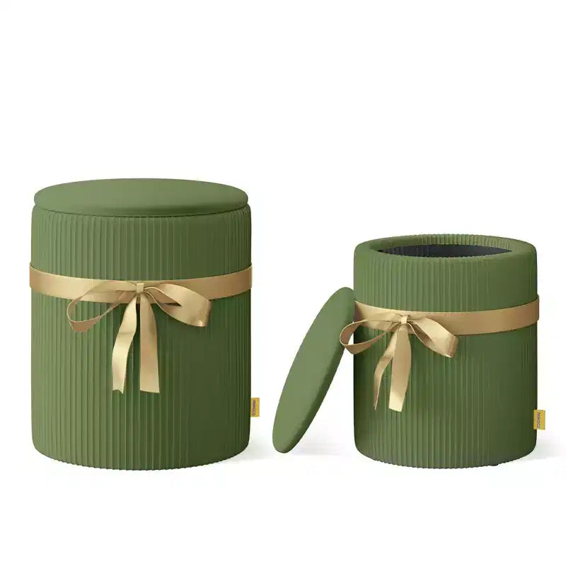 Pouf Rotondo con Contenitore, Pouf Tavolino da Caffè, Sgabello da Toilette in Velluto a Coste per Camera da Letto, Poggiapiedi per Soggiorno