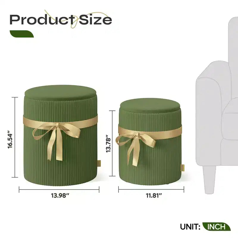 Pouf Rotondo con Contenitore, Pouf Tavolino da Caffè, Sgabello da Toilette in Velluto a Coste per Camera da Letto, Poggiapiedi per Soggiorno