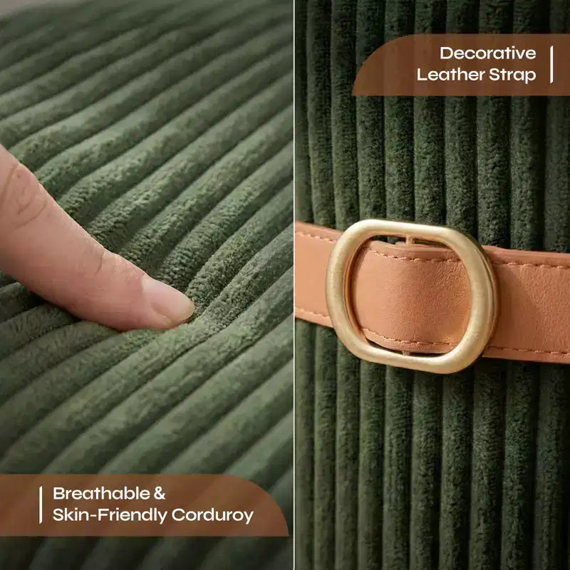 Pouf Rotondo con Contenitore, Pouf Tavolino da Caffè, Sgabello da Toilette in Velluto a Coste per Camera da Letto, Poggiapiedi per Soggiorno
