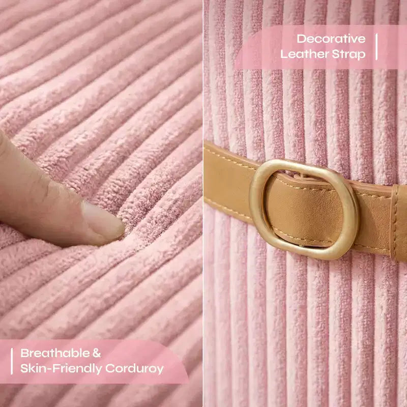 Pouf Rotondo con Contenitore, Pouf Tavolino da Caffè, Sgabello da Toilette in Velluto a Coste per Camera da Letto, Poggiapiedi per Soggiorno