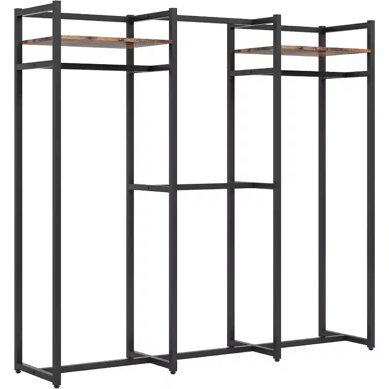 Appendiabiti da terra resistente con ripiani e asta appendiabiti, organizzatore per armadio indipendente per corridoio, camera da letto, nero scuro, carico massimo 227 kg