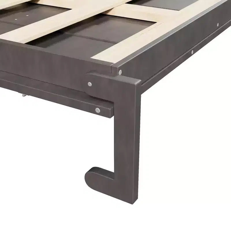 Letto a scomparsa Queen Size con armadietti laterali e luce LED, letto a scomparsa con ripiani e cassetti per la camera degli ospiti, grigio