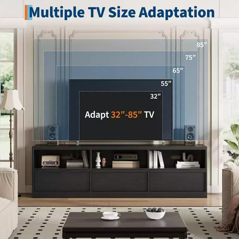 Mobile Porta TV Moderno Metà Secolo da 70 Pollici - Ampia Console Multimediale per TV fino a 80 Pollici, con Ripiani Aperti, Centro Intrattenimento per Soggiorno/Camera da Letto