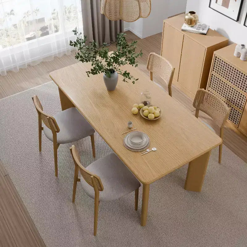 Tavolo da pranzo da fattoria in legno massello con piano quadrato in legno per sale da pranzo moderne e riunioni di famiglia