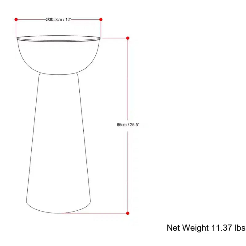 Tavolino laterale in metallo stile moderno contemporaneo, largo 30 cm, oro antico, completamente assemblato