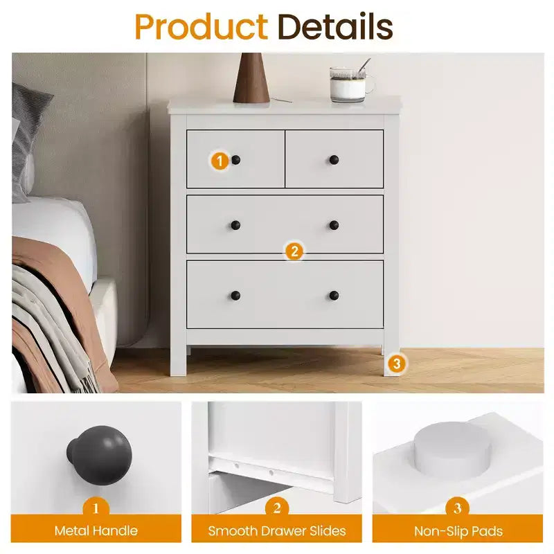 Comò moderno in legno a 3 cassetti per camera da letto