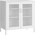 Metal Storage Cabinet with Mesh Doors Height-Adjustable Shelves and Drawers