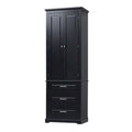 Tall Bathroom Storage Cabinet with Three Drawers and Upper Cabinet Shelves