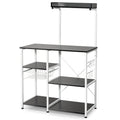 4-Tier Kitchen Bakers Rack with Basket and 5 Movable Hooks Grey