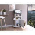 White Kitchen Microwave Cart with Single Door Cabinet and Four Casters