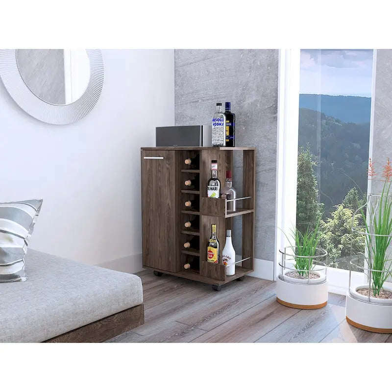 Bartlet 2-Shelf 6-Bottle Bar Cart with Division