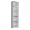 Slim 5-Tier Bookcase with White Finish for Office or Home