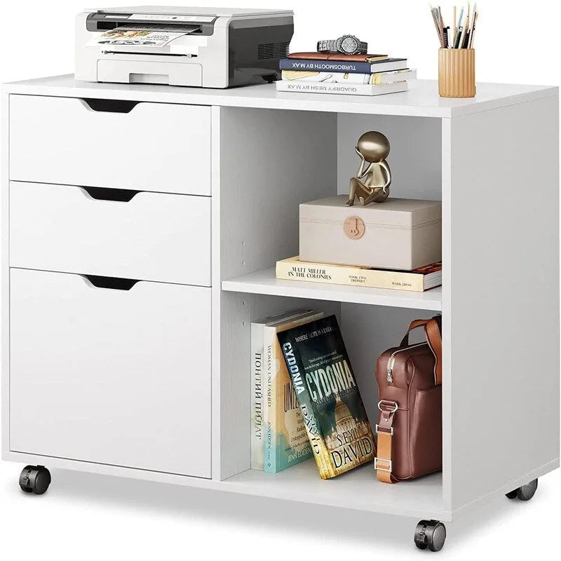 Wood File Cabinet, Mobile Lateral Filing Cabinet - 15.7D x 31.3W x 24.7H