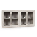 Four Door Whitewash Sideboard with Adjustable Shelves Oak and Acacia Wood 72x18x36